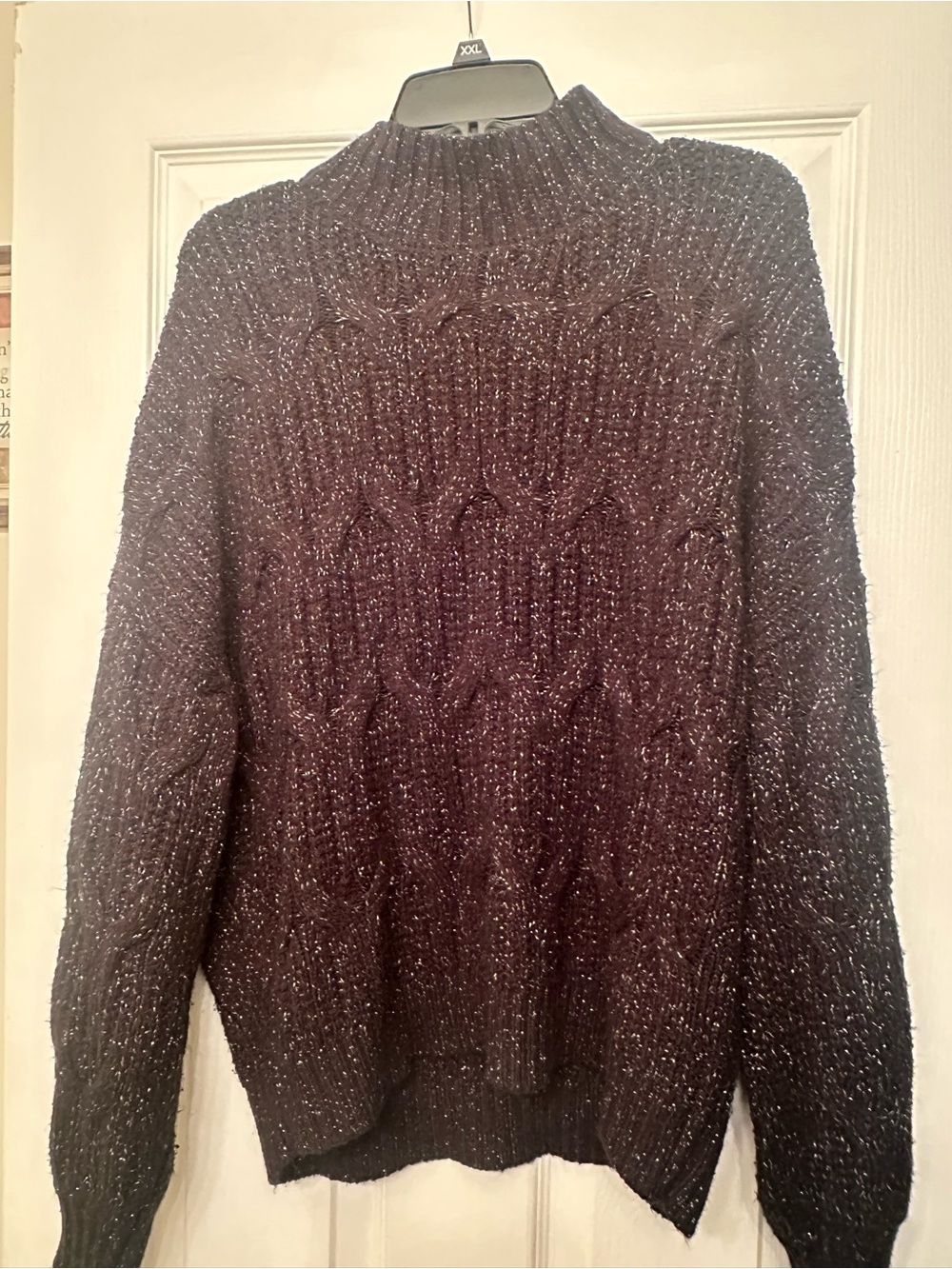 new directions Black Metallic Cable Turtleneck Sweater
